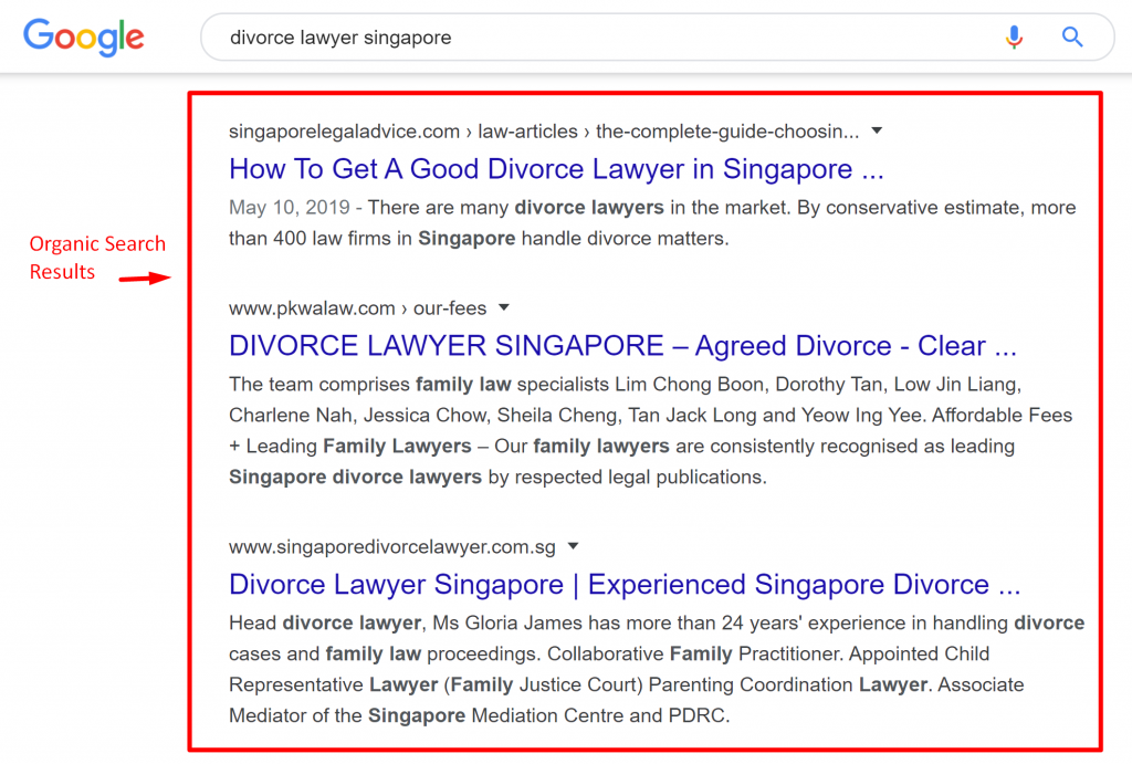 Example of an organic search result